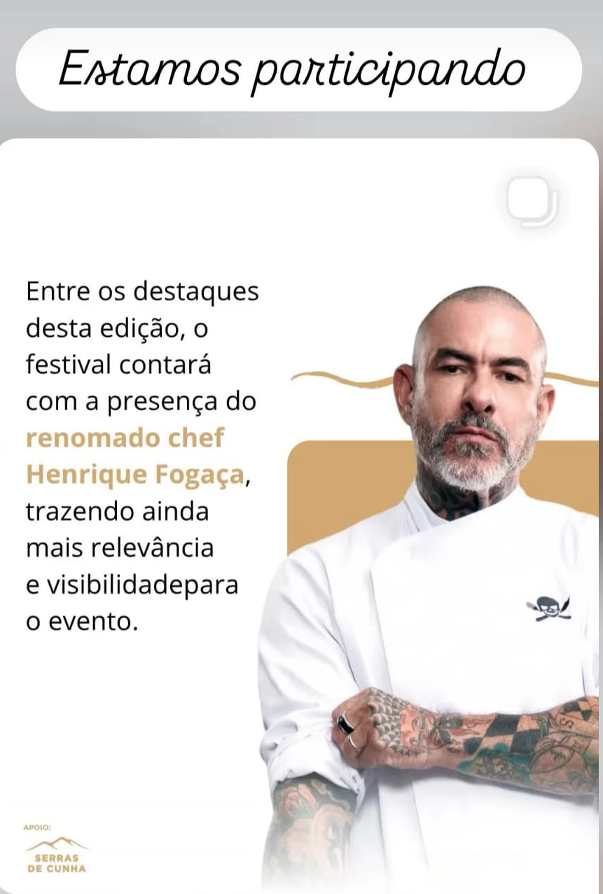 Chamada do Festival Gastron&ocirc;mico de Cunha com prato do Quintal da Cau